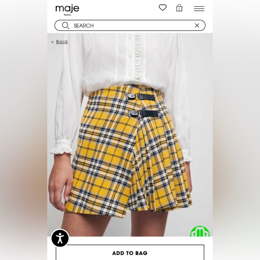 Maje KILT-STYLE CHECKED PLEATED SKIRT
